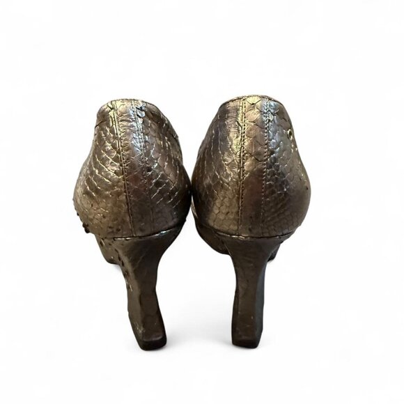 Vintage Dior silver snakeskin wedge heels - Picture 4 of 5